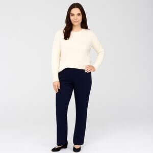 Betabrand SZ L Dress Pant Yoga Pants Navy Pull On Straight Stretch W0076-SF